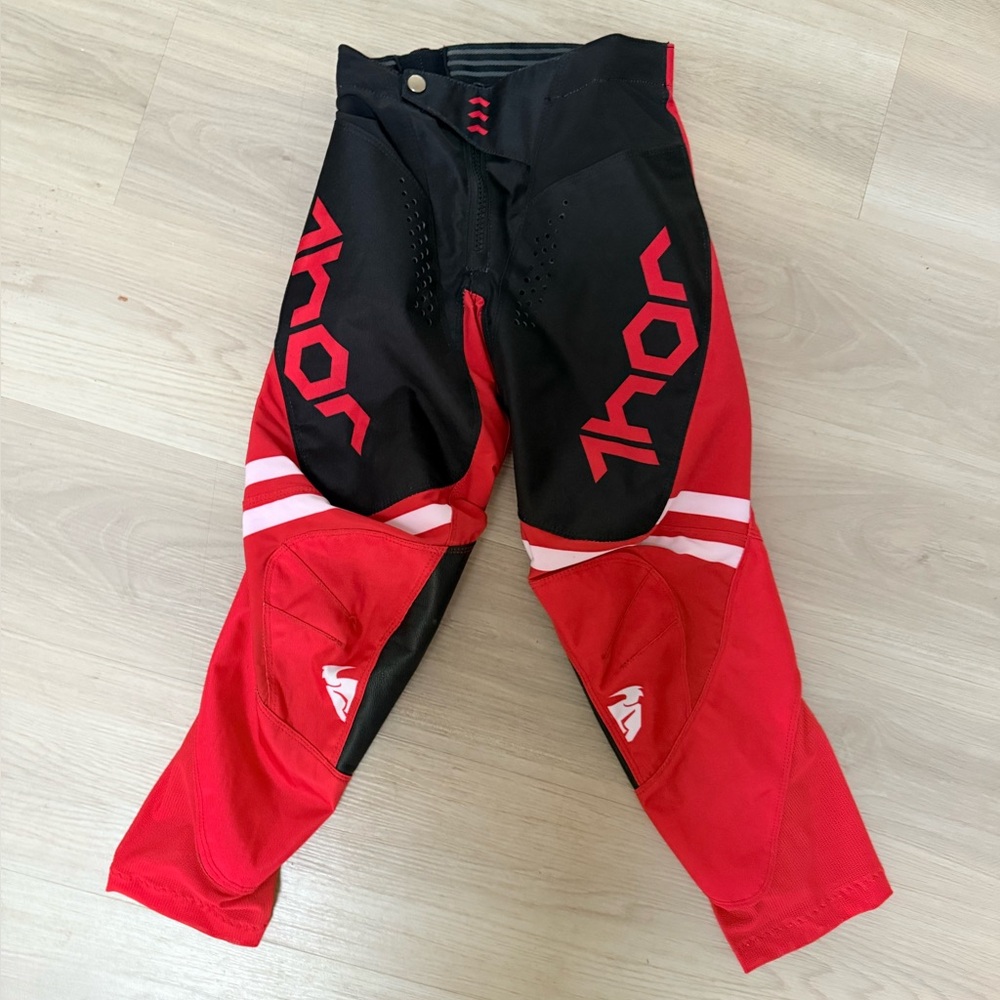 Thor PULSE CUBE Red White Moto Cross Enduro Kids Pants size 5/6 - Picture 5 of 7